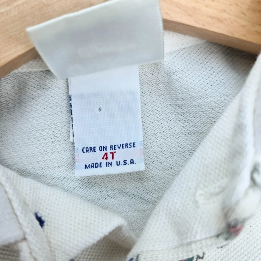 VTG OshKosh B'Gosh Boys 4T Fly Fishing Print Polo Shirt USA 90s Outdoors